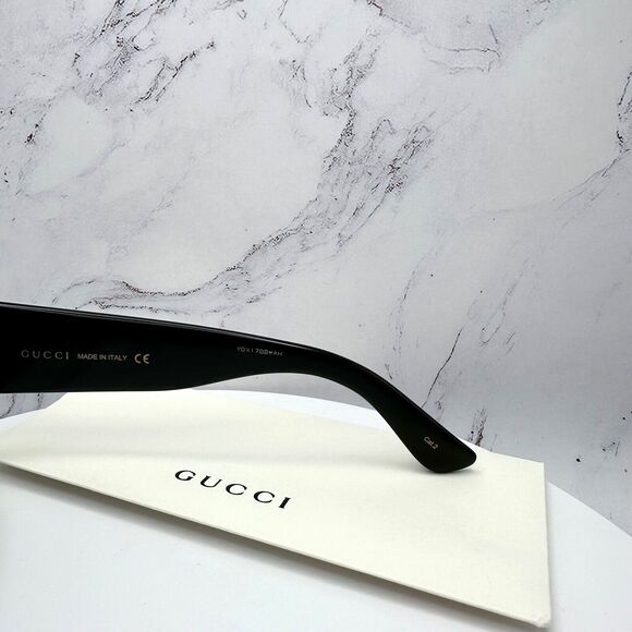 New GUCCI Sunglasses Black Square Acetate Gold GG Metal Logo Oversized - Picture 10 of 16